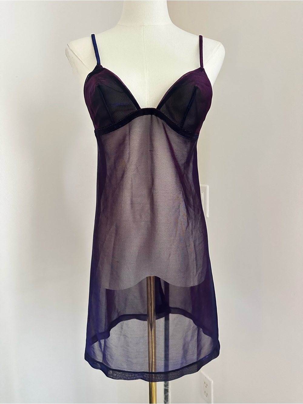 La Perla iridescent Sheer Purple Slip Nightdress -
